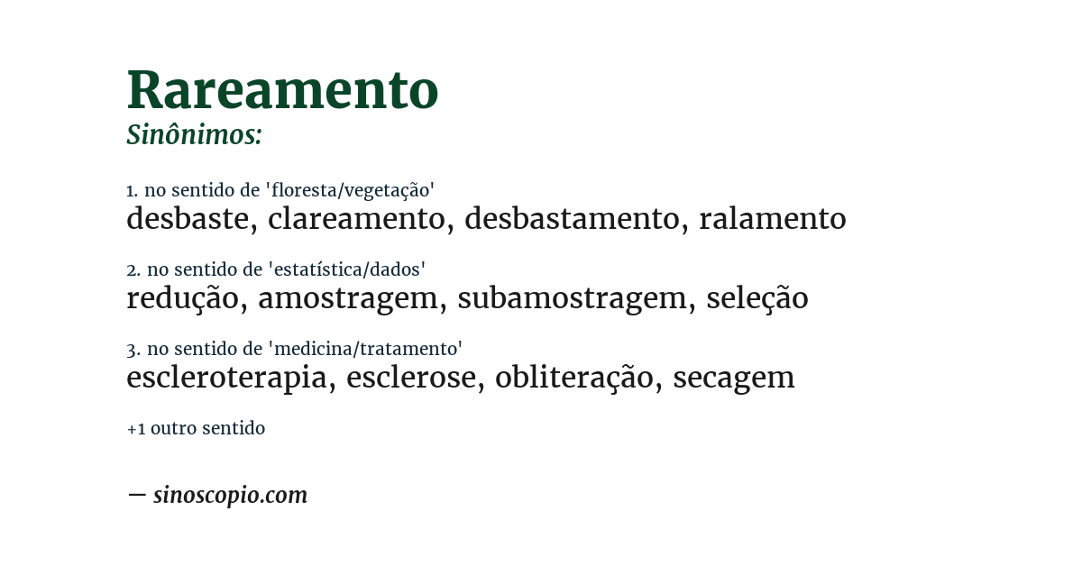 Sinônimo de rareamento