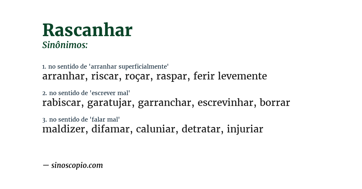 Sinônimo de rascanhar