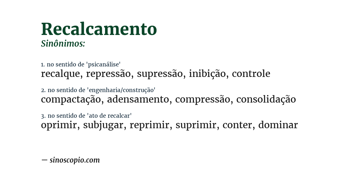 Sinônimo de recalcamento