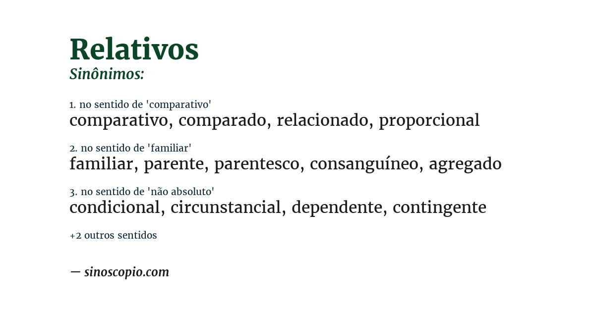 Sinônimo de relativos