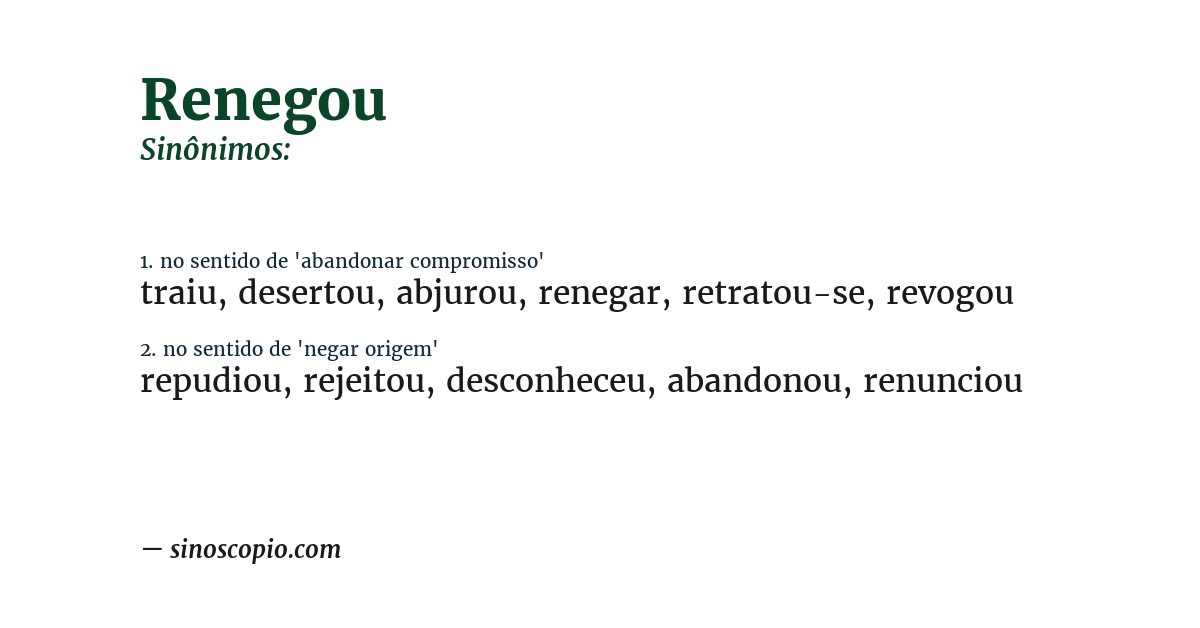 Sinônimo de renegou