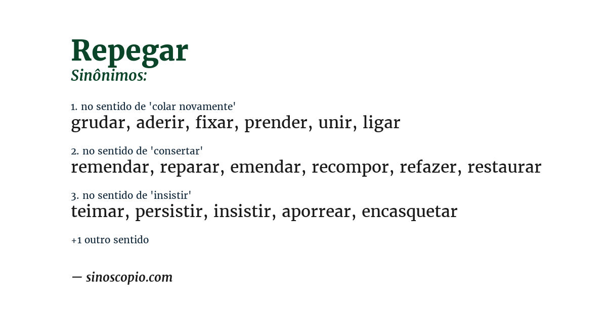 Sinônimo de repegar