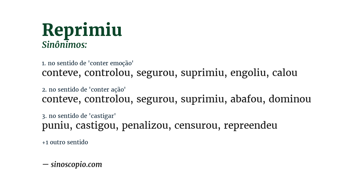 Sinônimo de reprimiu