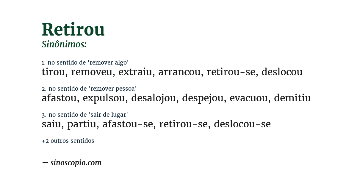 Sinônimo de retirou