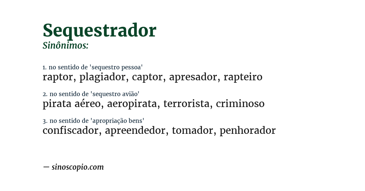 Sinônimo de sequestrador