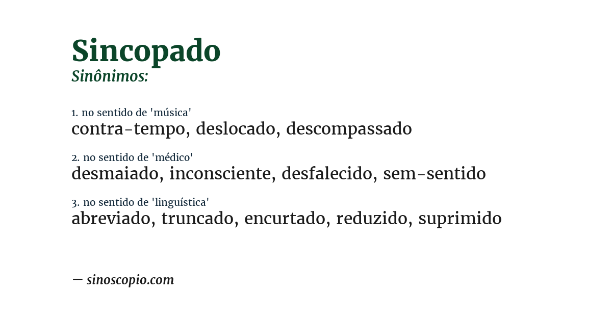 Sinônimo de sincopado