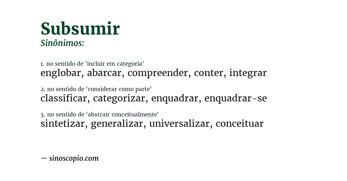 Sinônimo de subsumir