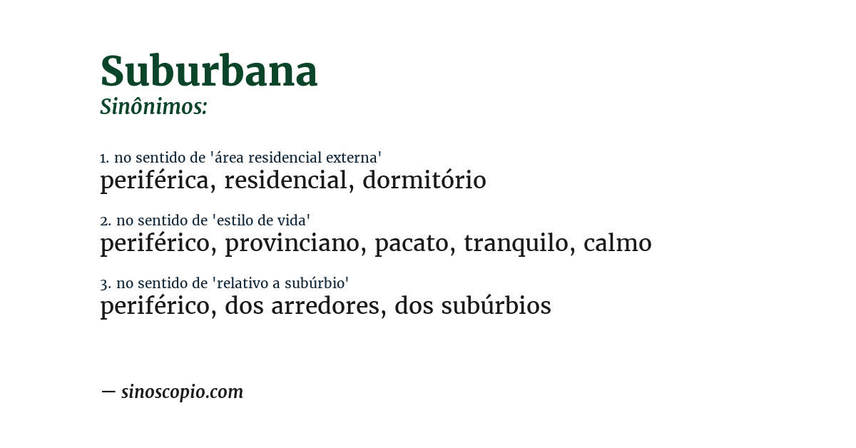 Sinônimo de suburbana