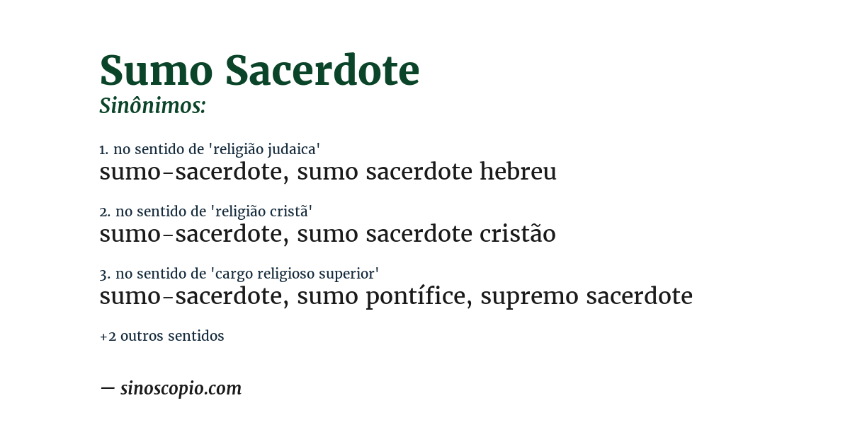 Sinônimo de sumo sacerdote