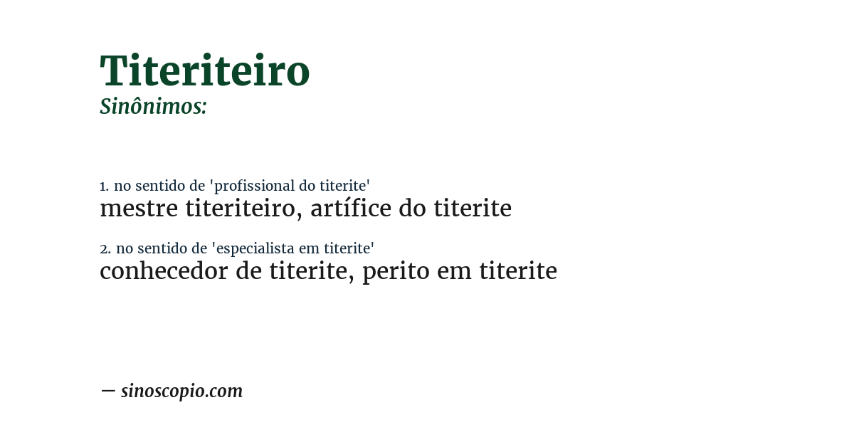 Sinônimo de titeriteiro