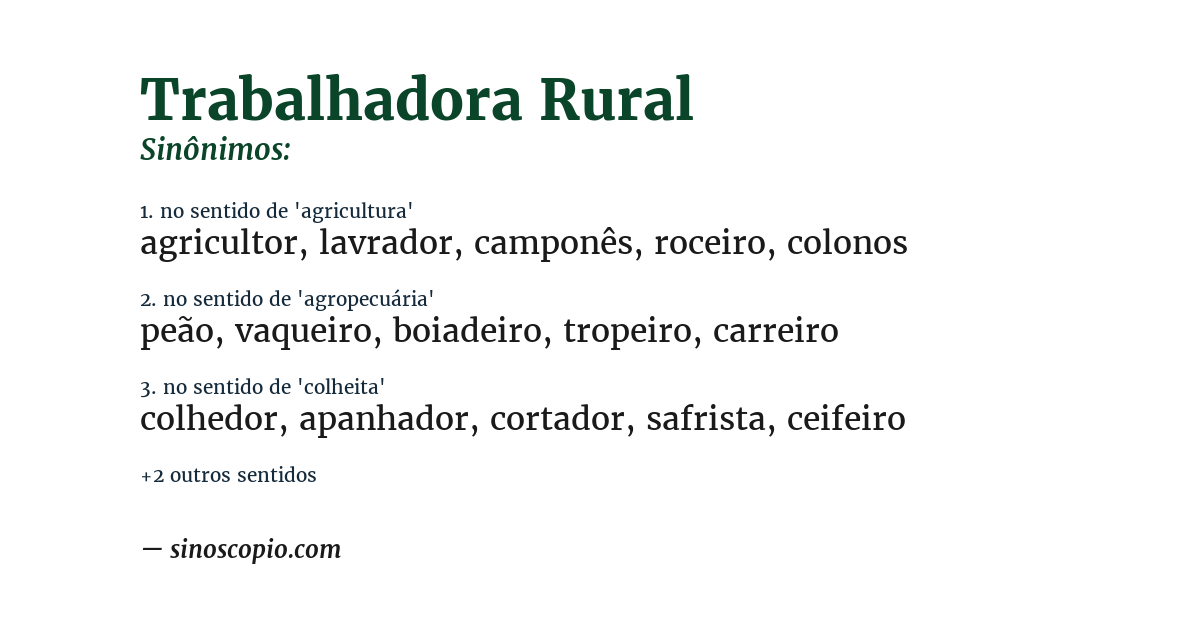 Sinônimo de trabalhadora rural