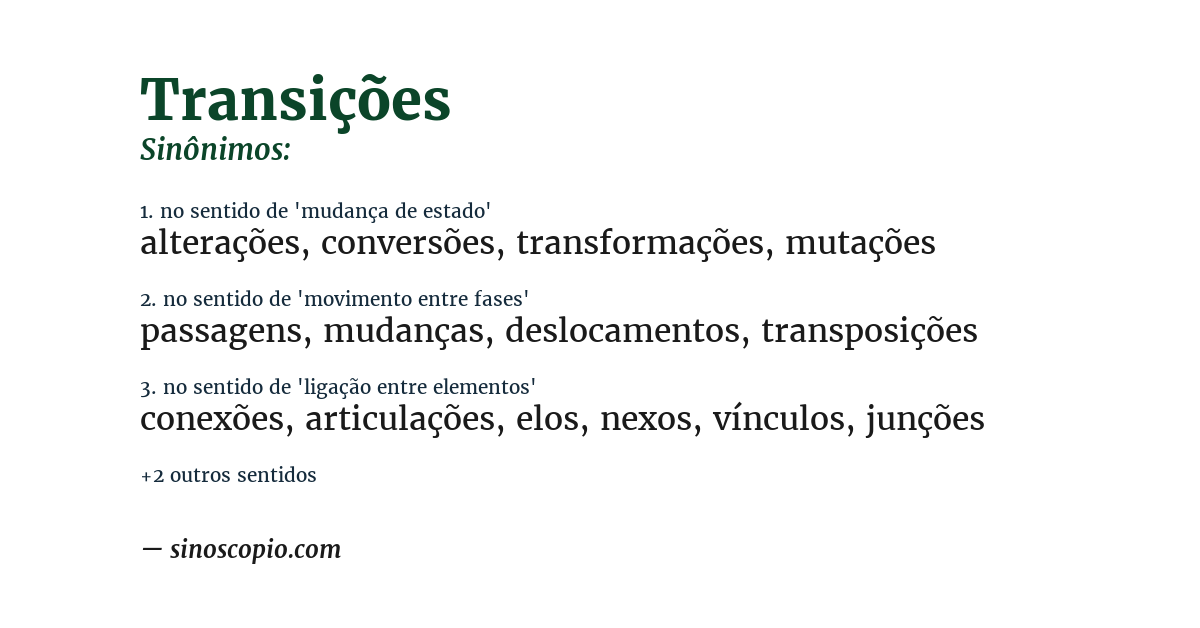 Sinônimo de transições