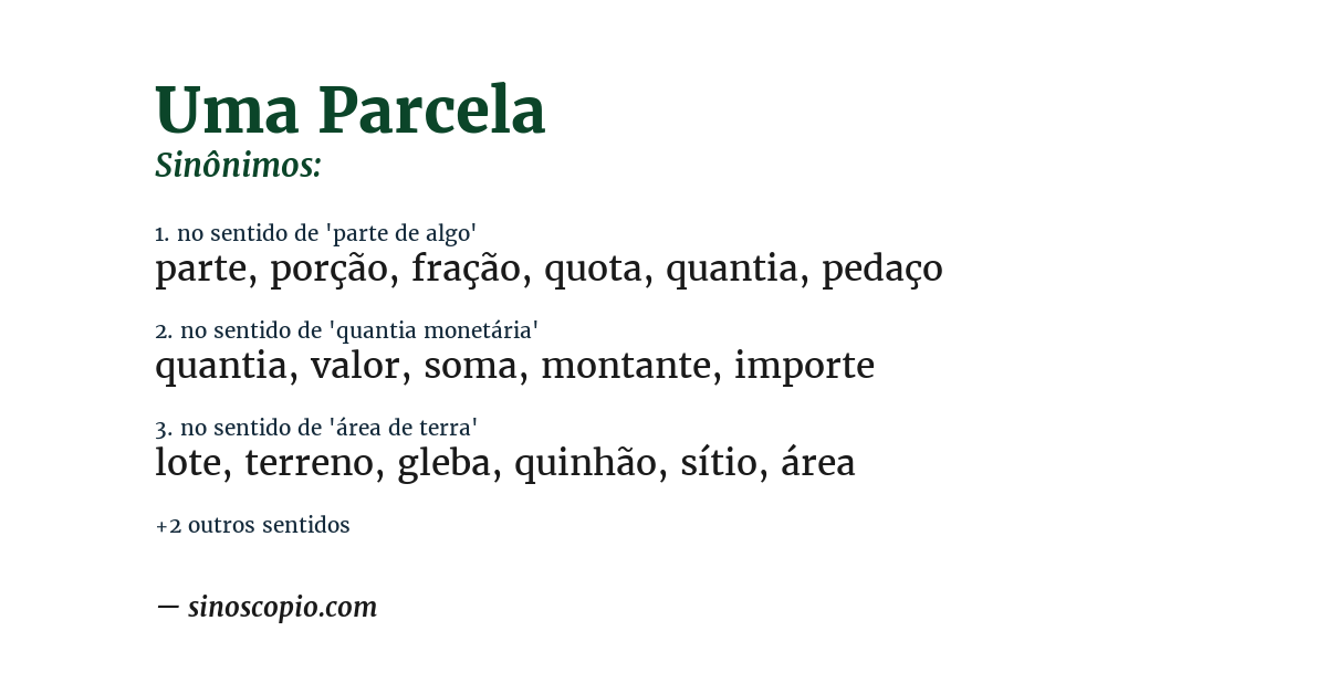 Sinônimo de uma parcela