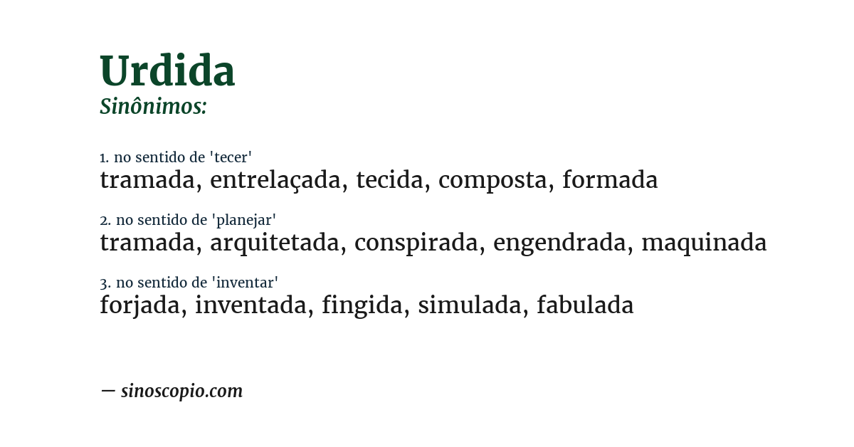 Sinônimo de urdida