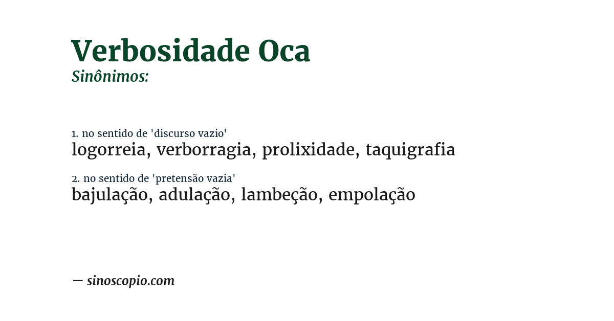 Sinônimo de verbosidade oca