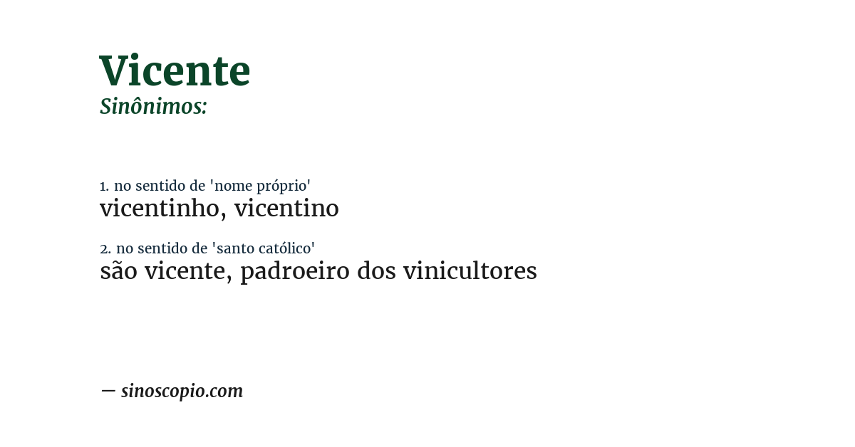 Sinônimo de vicente