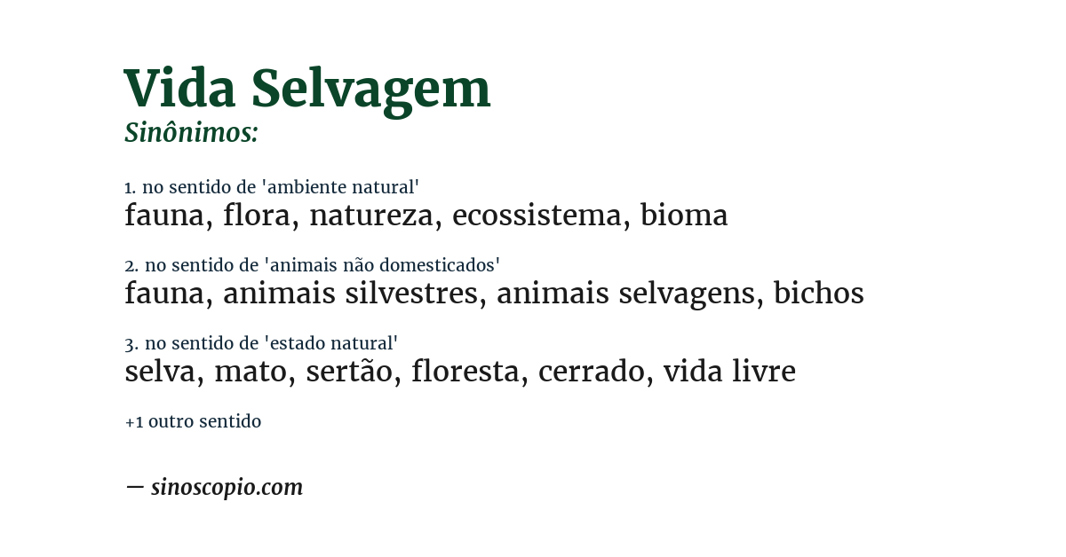 Sinônimo de vida selvagem