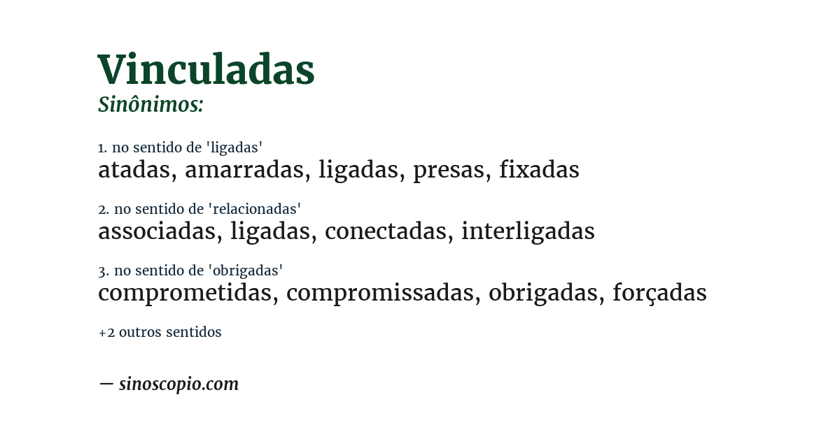 Sinônimo de vinculadas