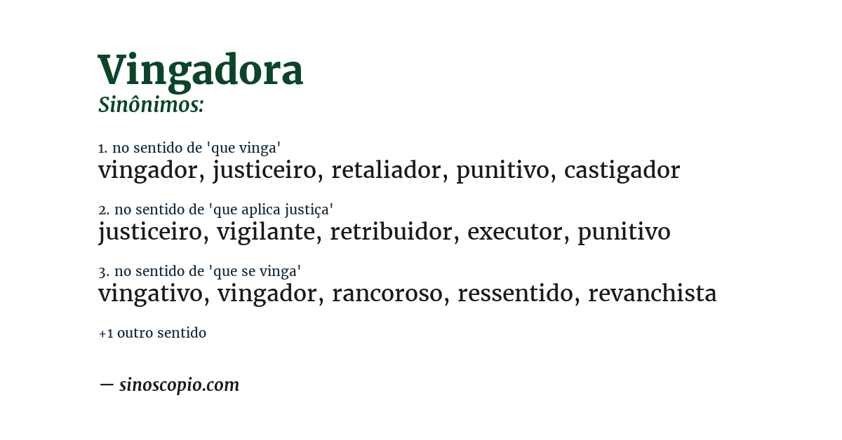 Sinônimo de vingadora