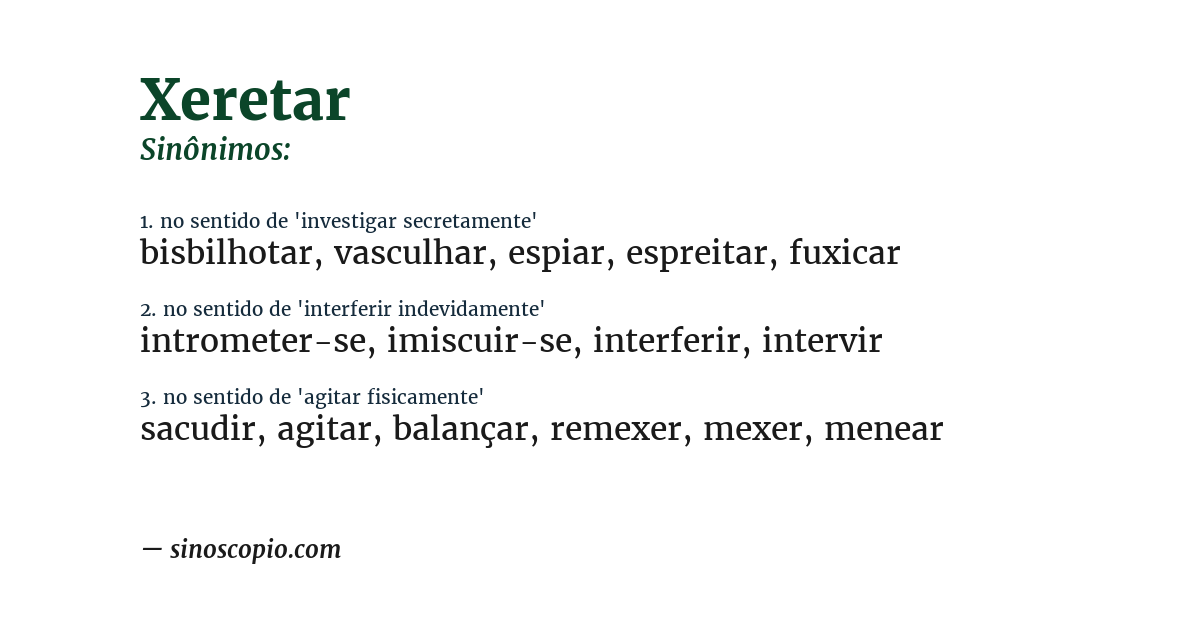 Sinônimo de xeretar