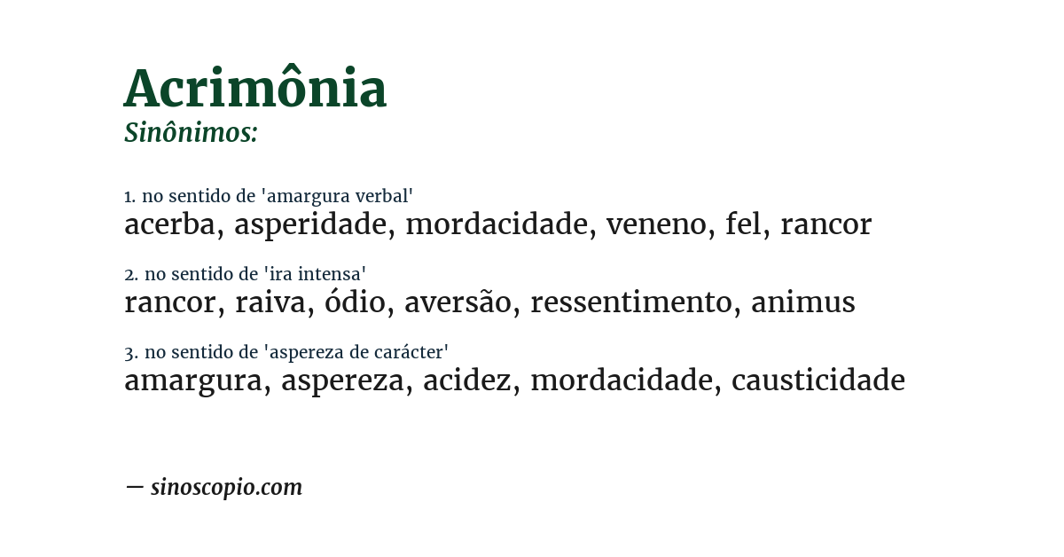Sinônimo de acrimônia