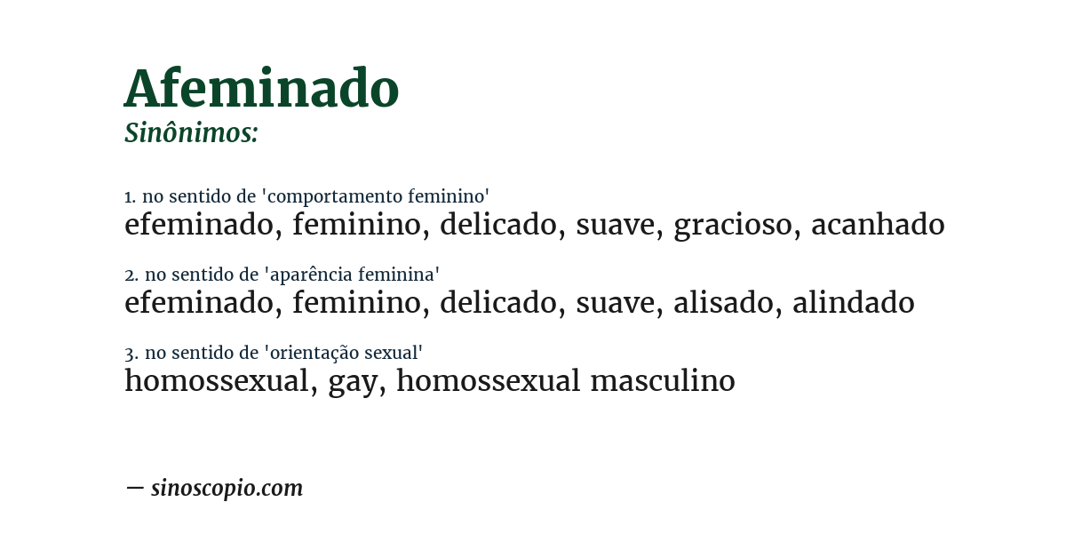 Sinônimo de afeminado