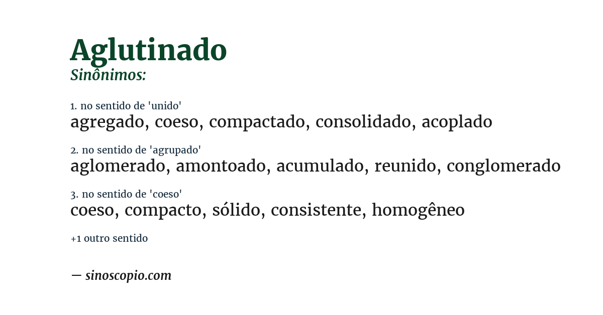 Sinônimo de aglutinado
