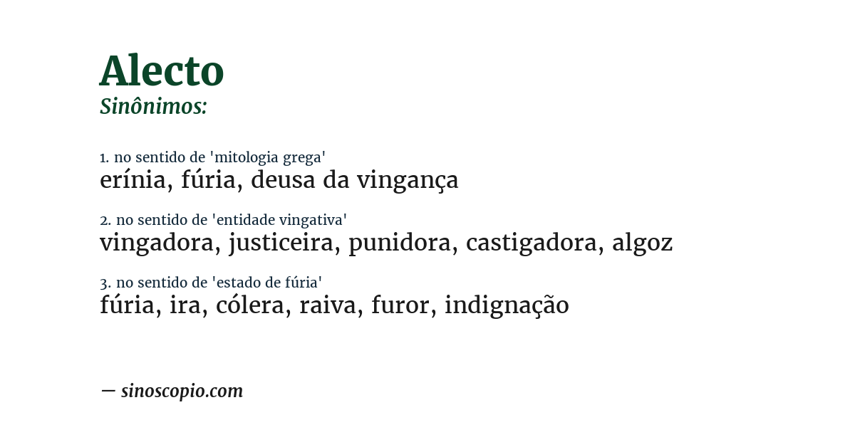 Sinônimo de alecto