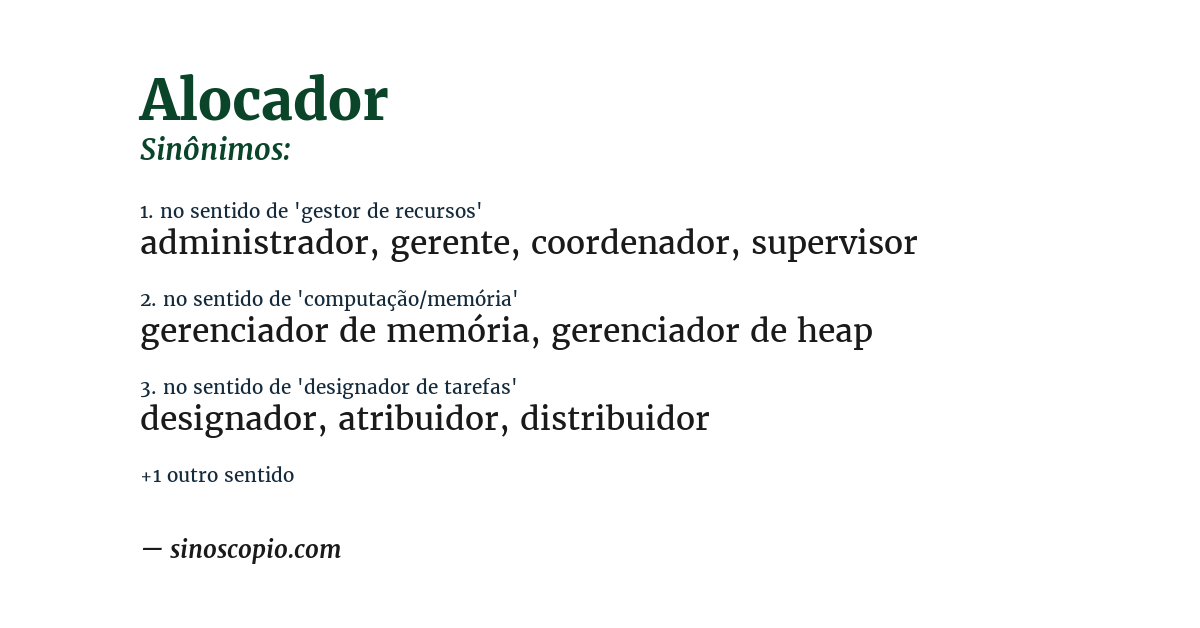 Sinônimo de alocador