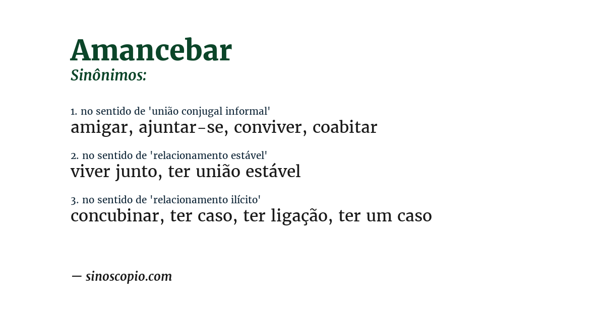 Sinônimo de amancebar