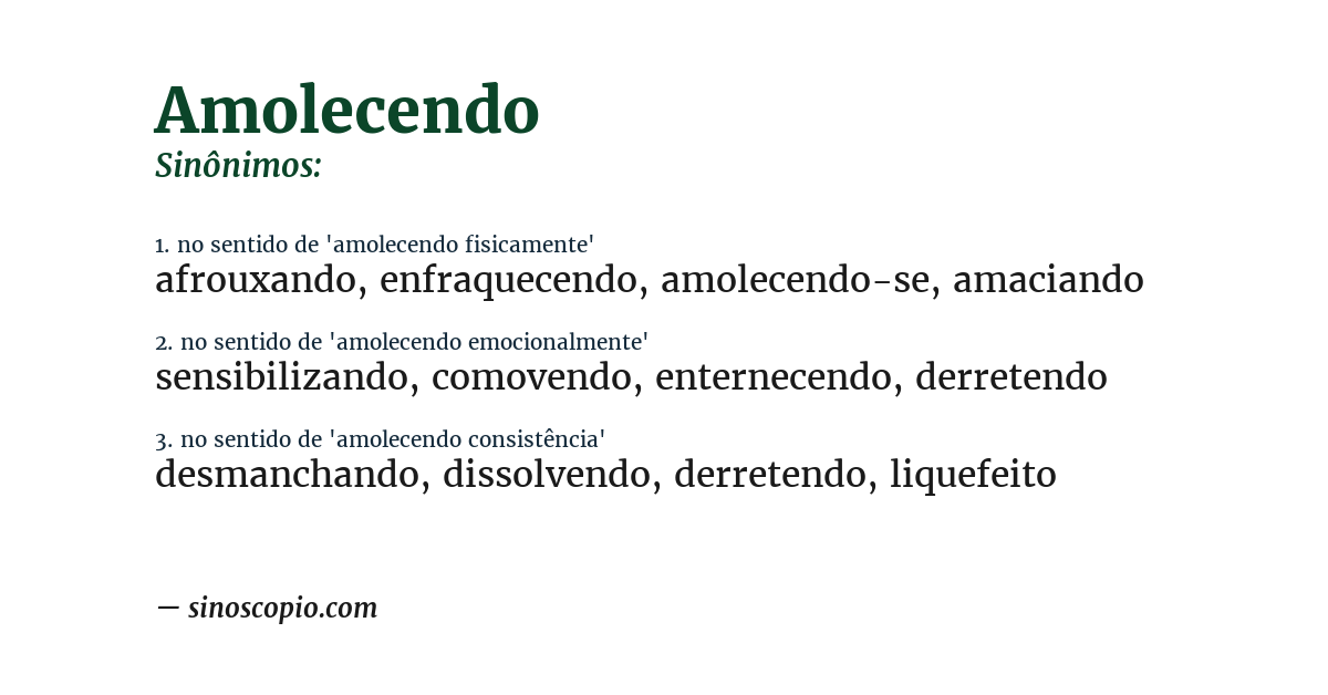 Sinônimo de amolecendo