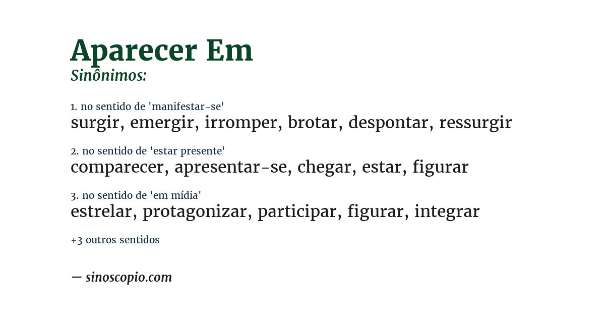 Sinônimo de aparecer em