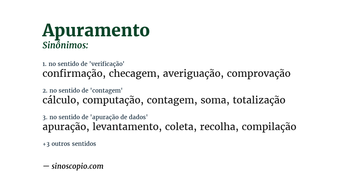 Sinônimo de apuramento