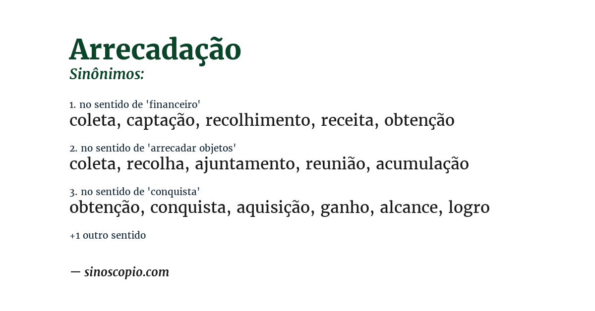 Sinônimo de arrecadação