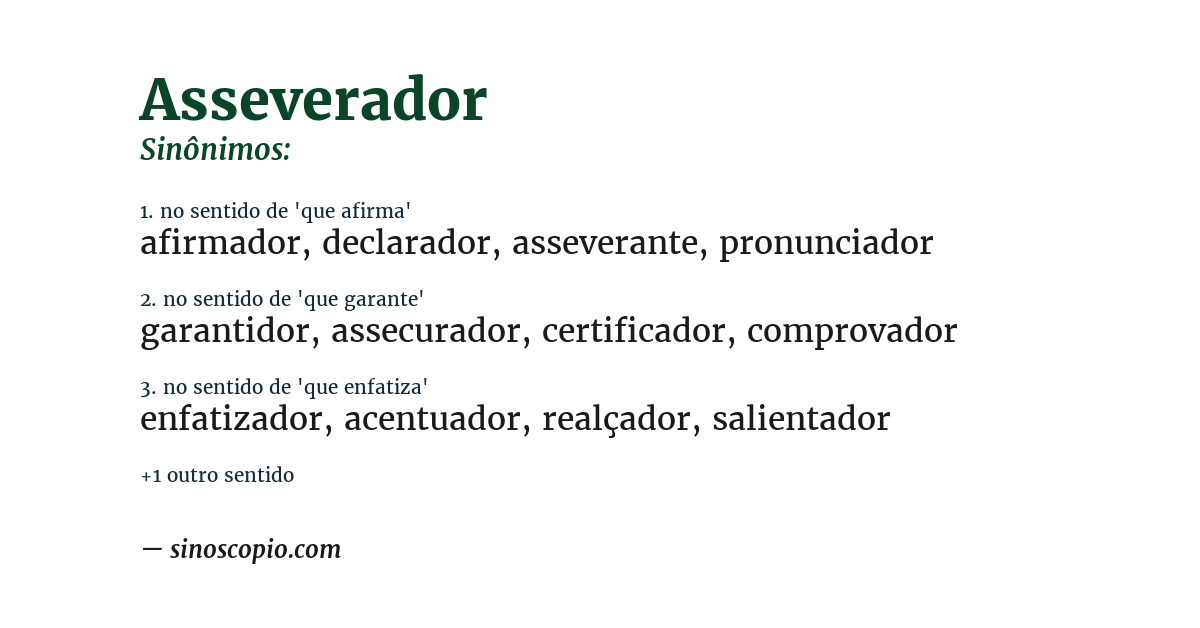Sinônimo de asseverador