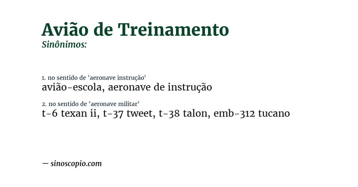 Sinônimo de avião de treinamento