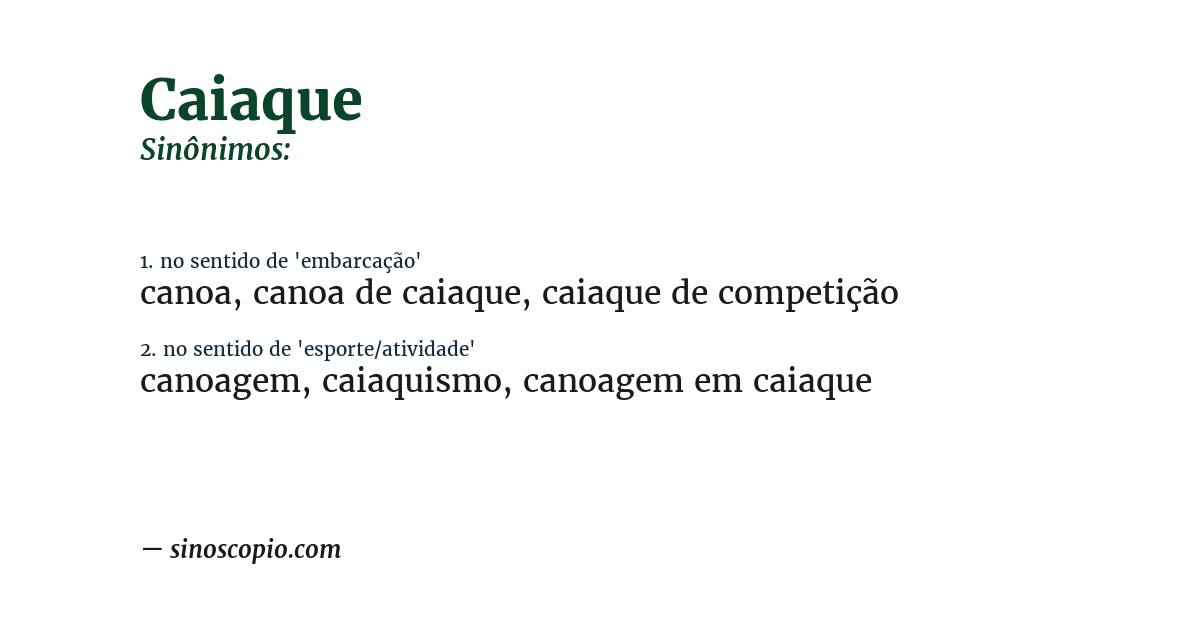 Sinônimo de caiaque