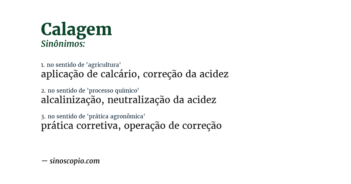 Sinônimo de calagem