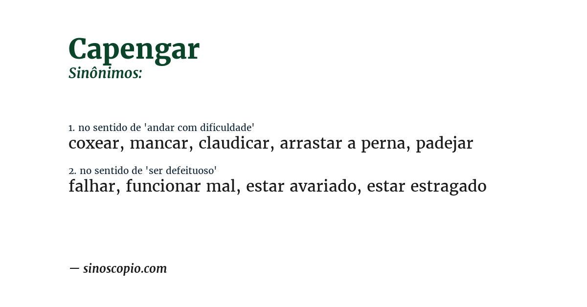 Sinônimo de capengar