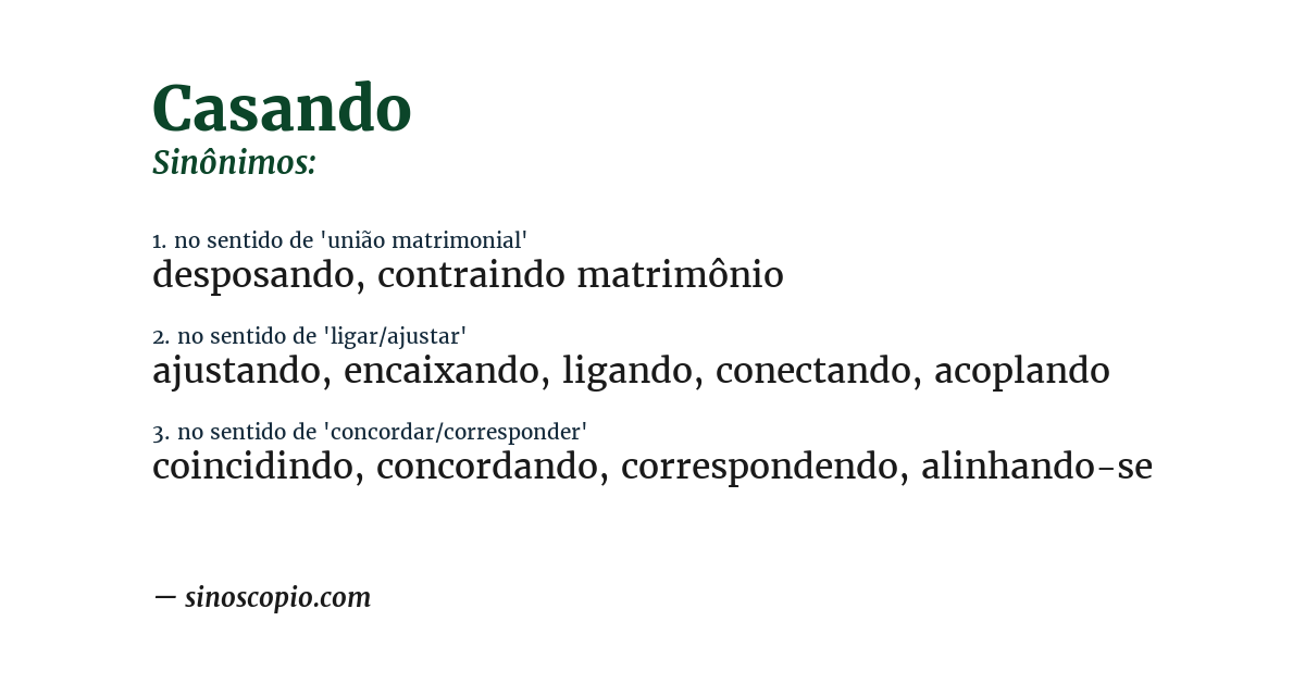 Sinônimo de casando