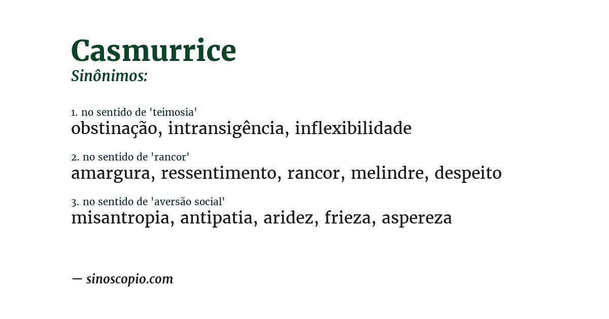 Sinônimo de casmurrice