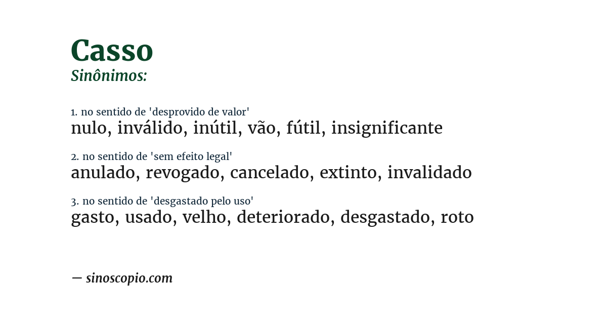 Sinônimo de casso