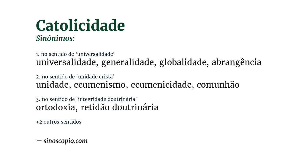 Sinônimo de catolicidade