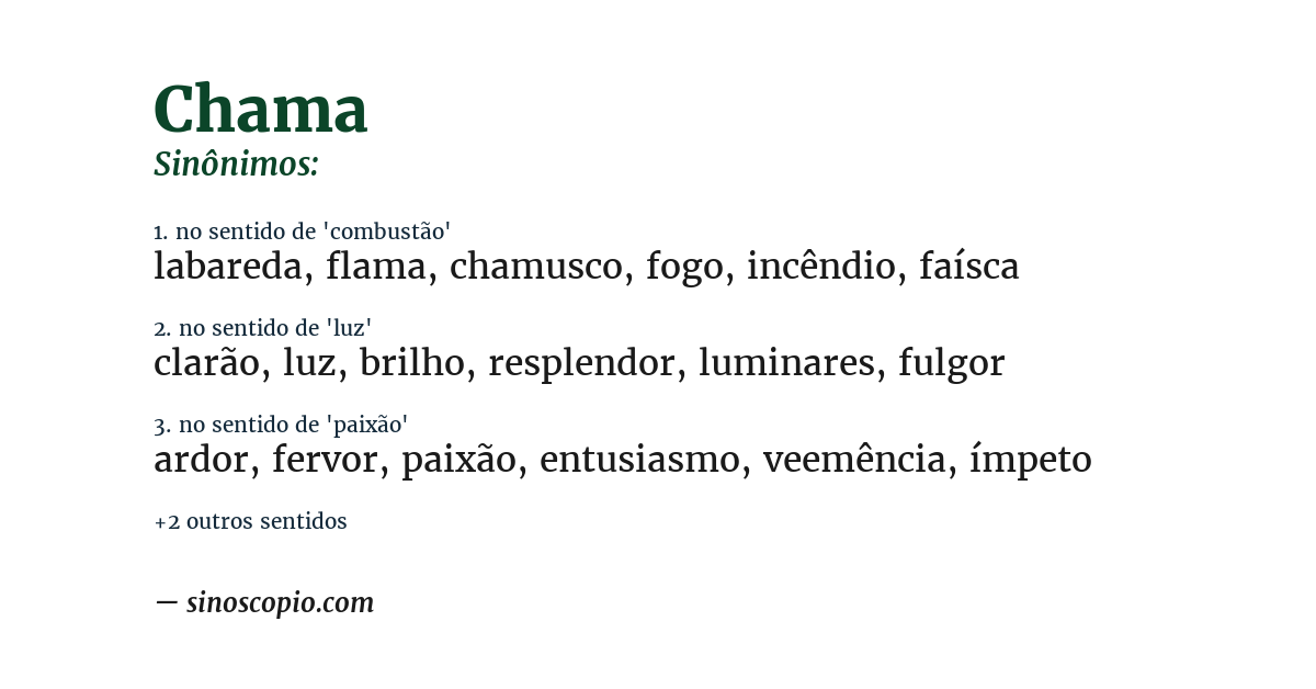 Sinônimo de chama