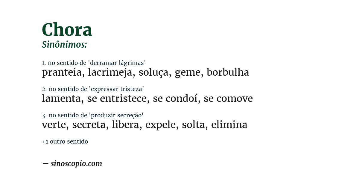 Sinônimo de chora