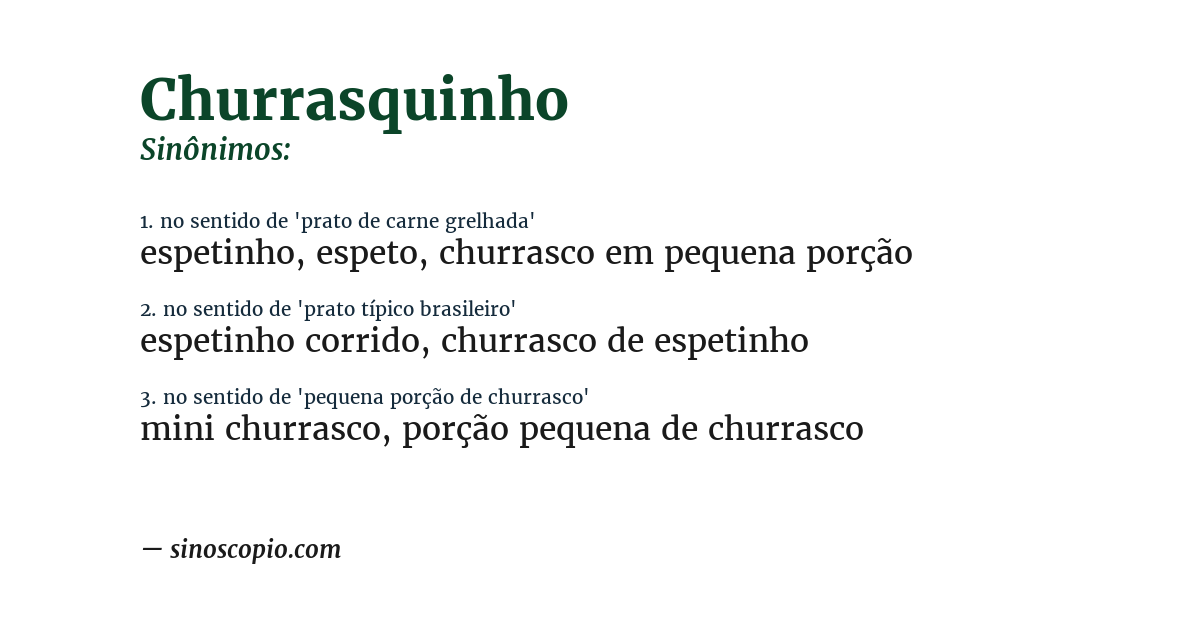 Sinônimo de churrasquinho