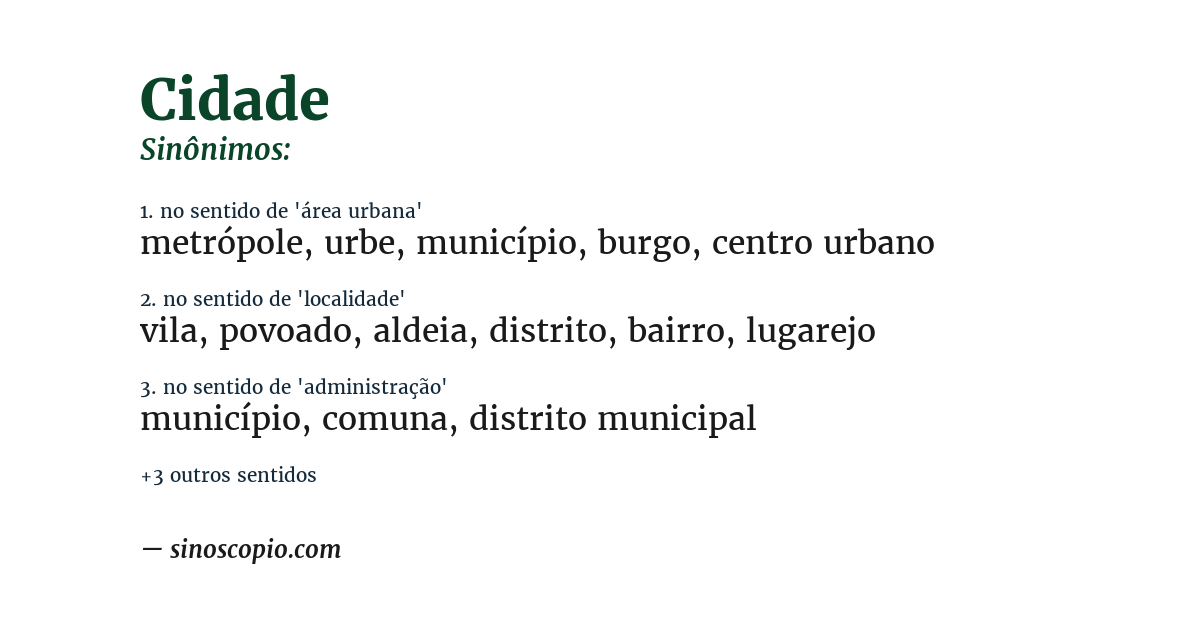 Sinônimo de cidade