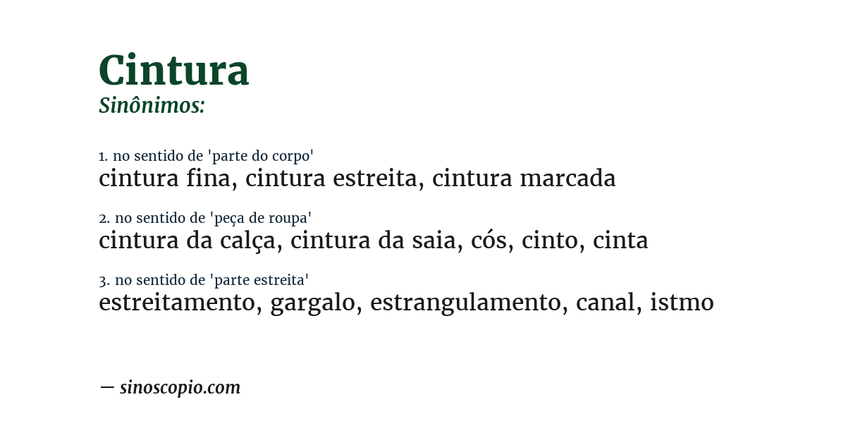 Sinônimo de cintura