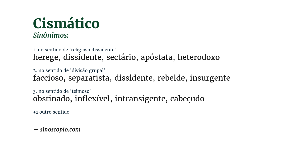 Sinônimo de cismático