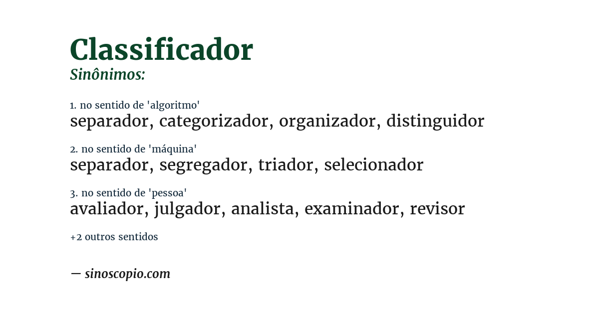 Sinônimo de classificador